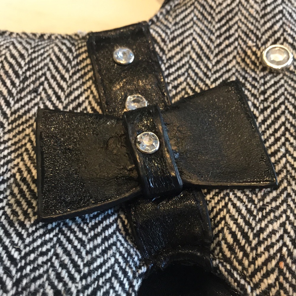 Dog Shaped Purse Black/White Herringbone Tweed Faux Leather Handbag Scottie - Picture 4 of 15